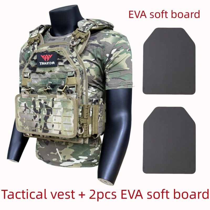 yakeda 6094 Laser Cut Tactical Vest Lightweight Breathable Quick Release Molle Combat Protective Vest for Men