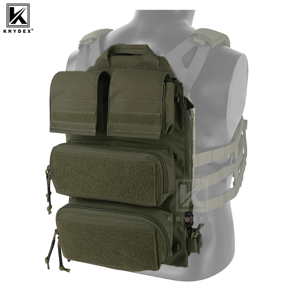 KRYDEX Tactical Modular Pouch Zip On Molle Zipper Back Panel Backpack Bag With Mag Pouch for AVS JPC2.0 CPC Plate Carrier Vest