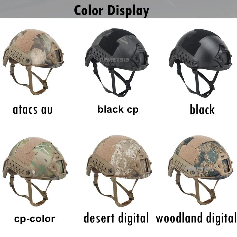 Tactical Helmet Camouflage FAST Airsoft Gear Paintball Head Protector with Night Vision Sport Camera Mount