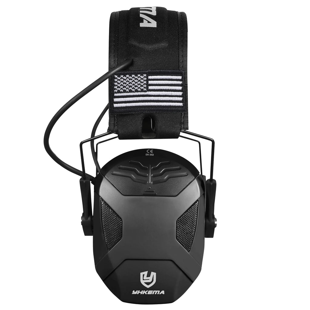 Electronic Shooting Ear Protection YHKEMA NRR23 Foldable Tactical Earmuffs Adjustable Volume For Shooting Range Hunting