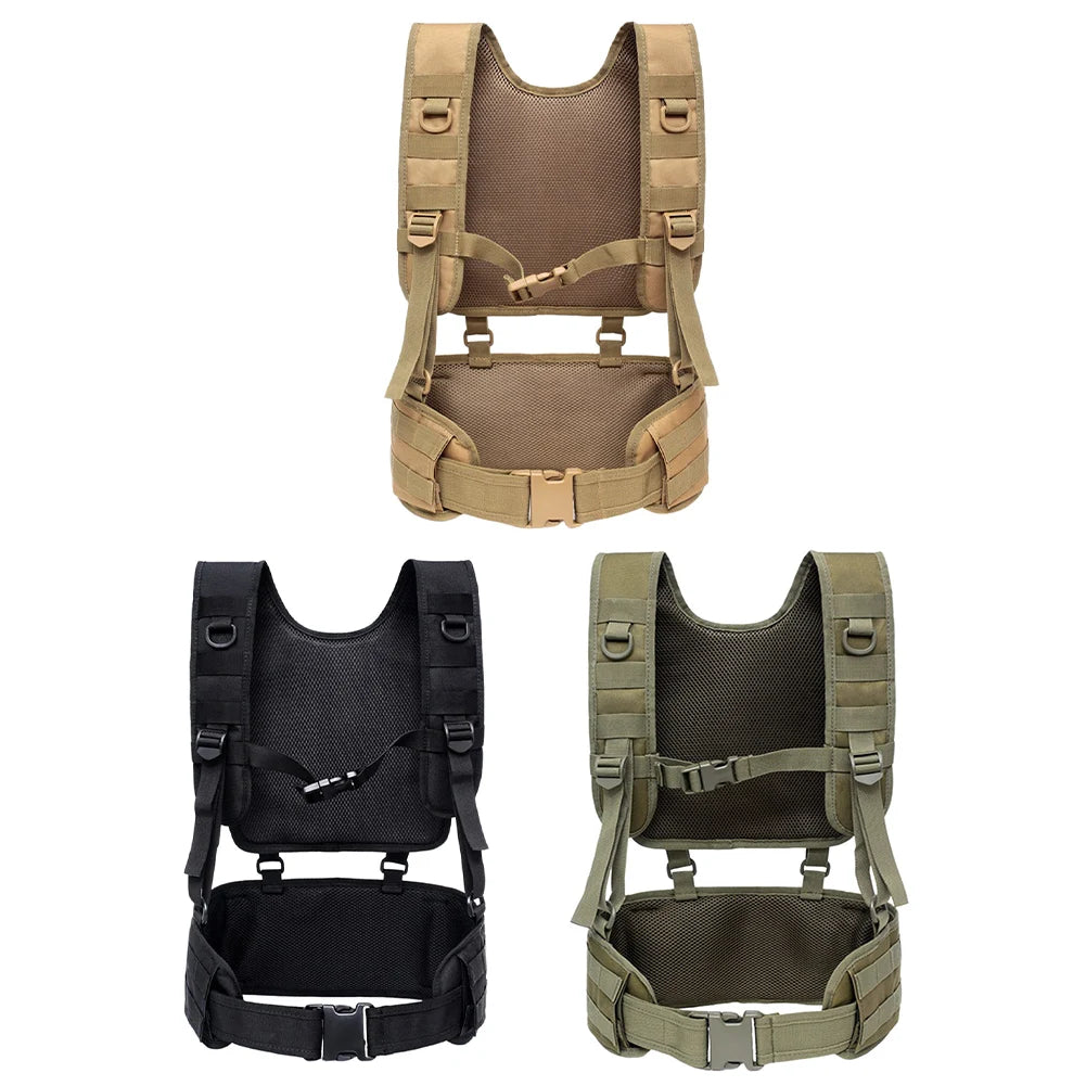 Hunting Vest & Belt Multifunctional Outdoors Training Belt Padded Combat Assault Vest Oxford Cloth for Outdoor Activities