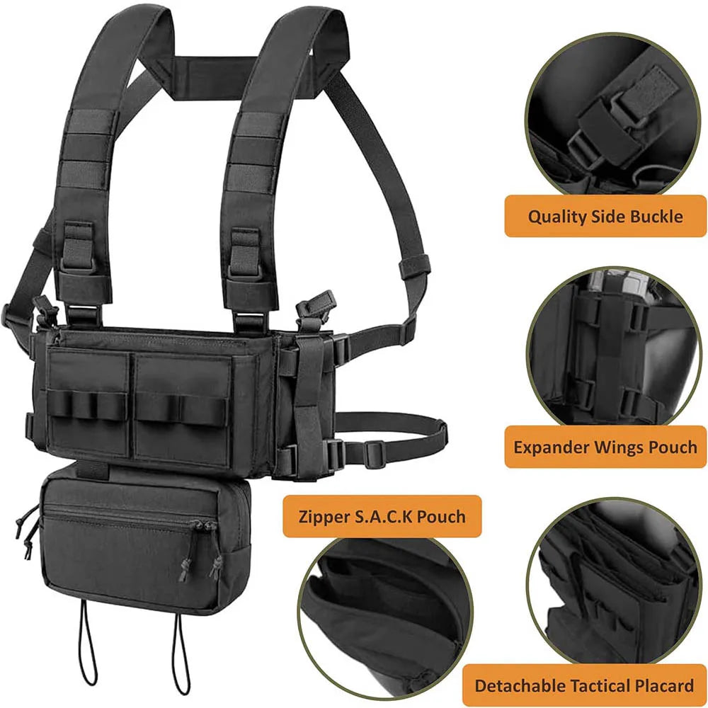Chest Rig Multifunctional CS Field Molle Dangler Pouch Camouflage Training Vest Outdoor Camping Match Pack Hunting Entertainment