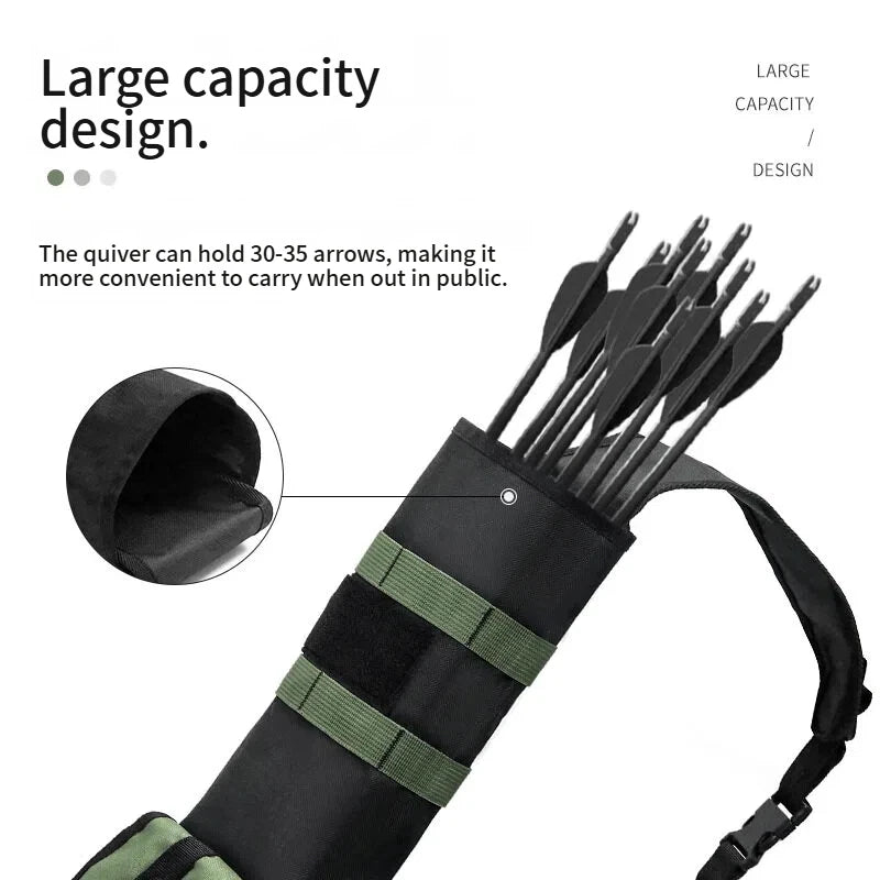 Upgraded Oxford Archery Arrow Bag, Portable Multifunctional Tactical Arrow with Adjustable Strap & Multi-Pockets