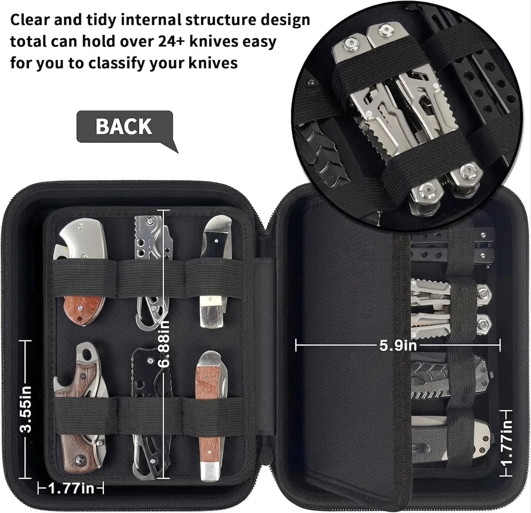 16-24 Folding Knives Storage Case Pocket Knife Display Case Hunting EDC Knives Collection Holder Tactical Knife Bag Organizer