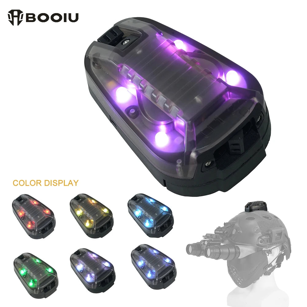 BOOIU Tactical Light IR Strobe Seven Colorful Outdoor Camping Survival Safety Signal Flash Lamp Waterproof Hiking Helmet Light