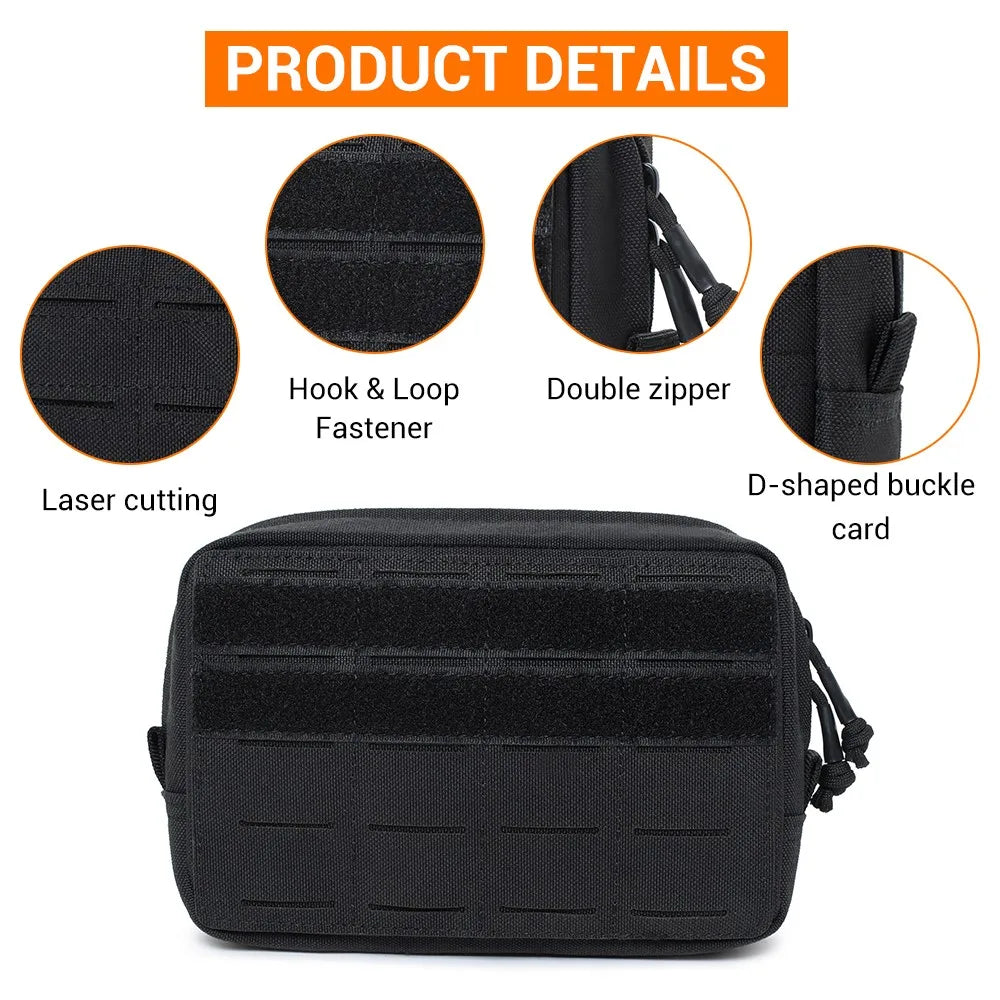 Tactical Molle Admin Pouch Outrdoor EDC Tool Pack Waist Bag Utility Accessory Bag Multi-Purpose Durable Belt Pouch for Hunting
