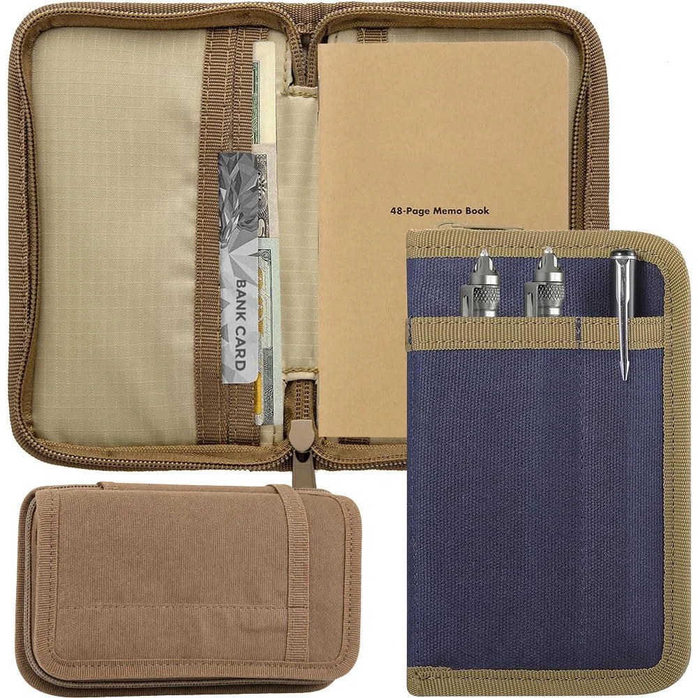 Pocket Notebook Cover Waxed Canvas 3.5''x 5.5'' Journal Cover Tactical Field Notes Notebooks Protective Case EDC Organizer