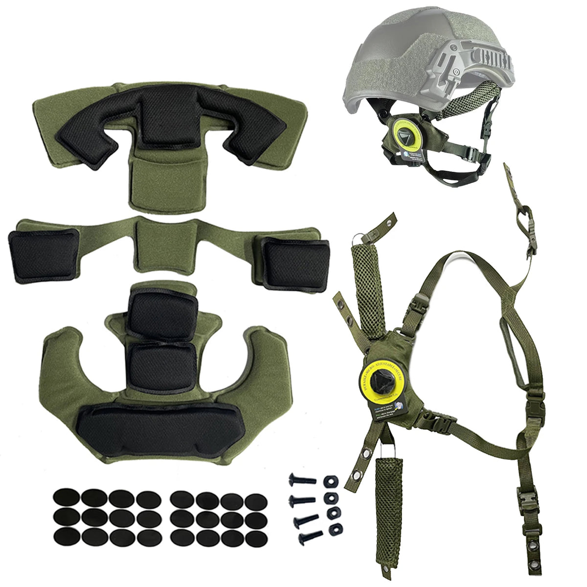 Wendy FAST MICH ACH Tactical Helmet Suspension System - Gen1 Memory Foam Pads Adjustable Lanyard for Hunting Airsoft Paintball