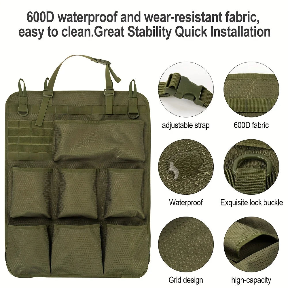Tactical Camouflage Car Seat Backrest Storage Bag Hanging Organizer Interior Accessories Vehicle Space Saver