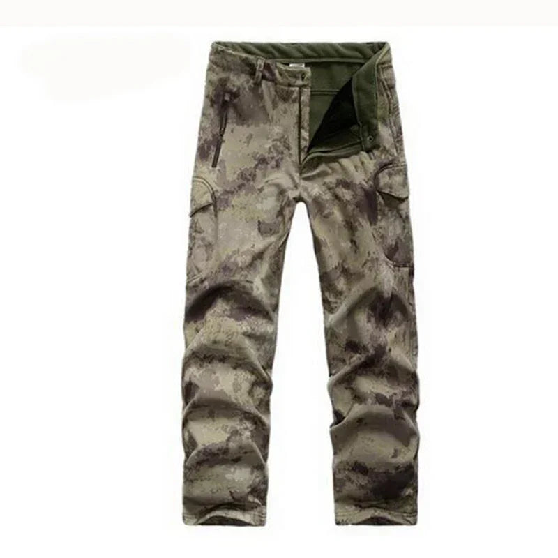 Trekking Fleece Softshell Pants Men Outdoor Tactical Climbing Skiing Hiking Fishing Hunting Waterproof Pants Camouflage Trousers