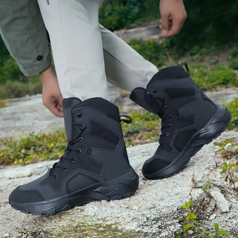 Men Tactical Boots Lace Up Wild Combat Training Boots Anti-slip Outdoor Hiking Shoes Waterproof Jungle Hunting Sneakers Boots