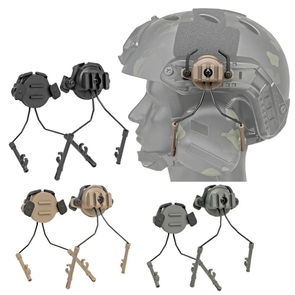 360° Rotation Tactical Headset Rail Mount Adapter Helmet Headset Holder Bracket for FAST Helmet Shooting Airsoft Outdoor Sports