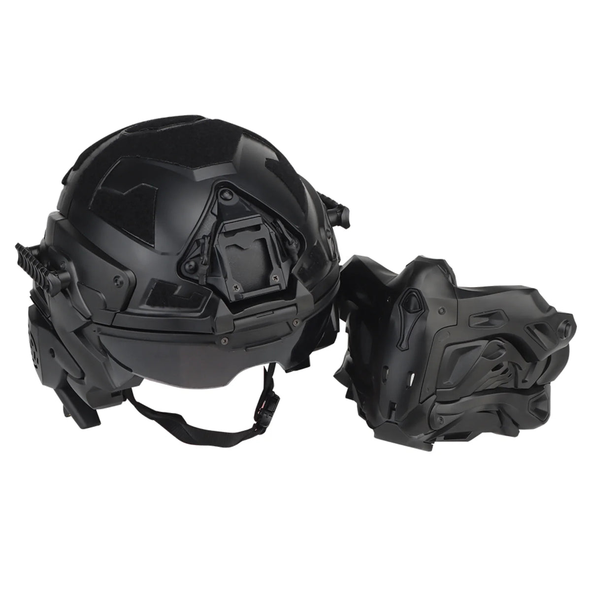 Assault I Airsoft Helmet Full Face Tactical Helmet with HD Headset Anti-Fog Fan 2 Pairs Lens Flip Mask for Outdoor CS