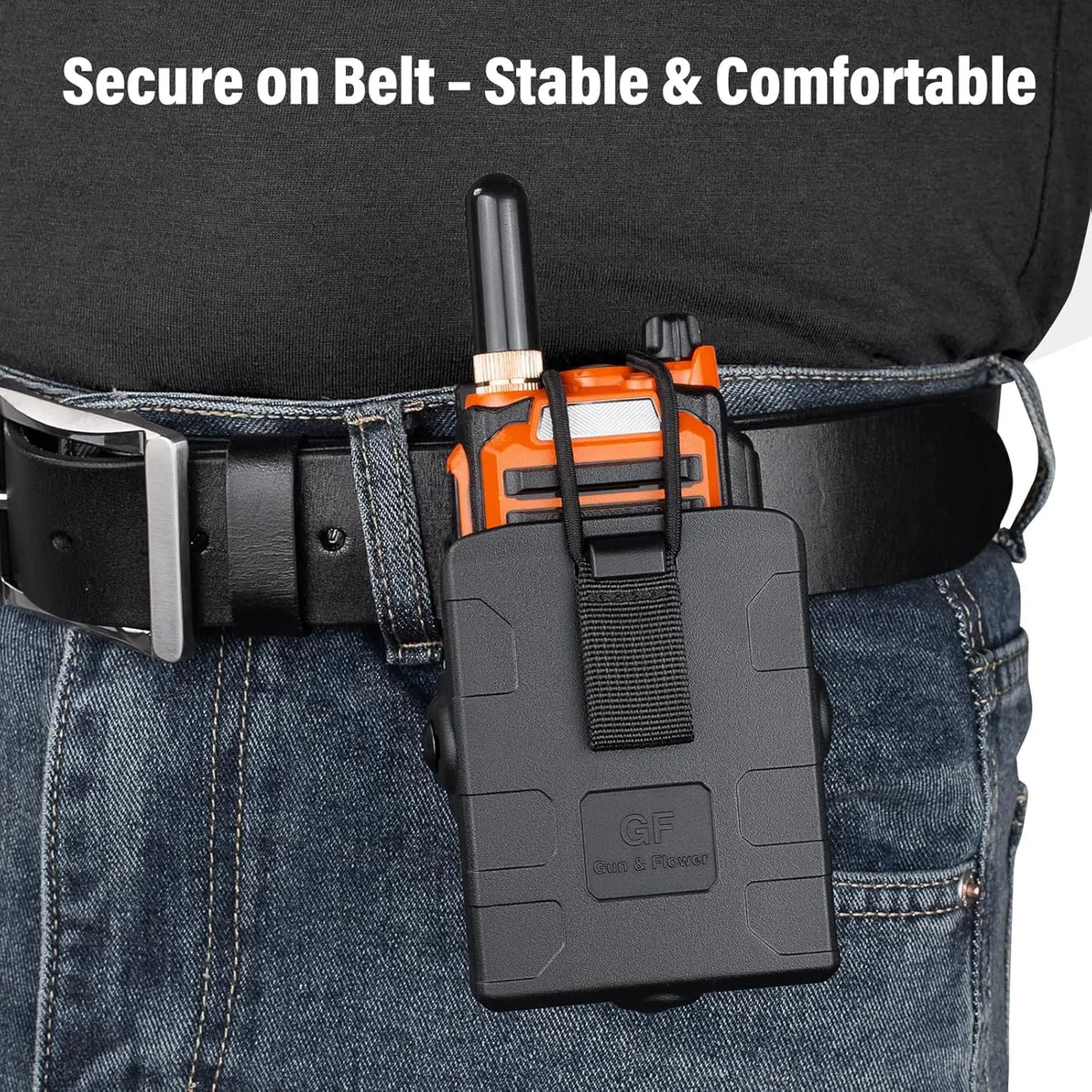 GUN & FLOWER Belt Clip – Durable Black for Radios, Secure Fit, Easy Attachment for Outdoor, Tactical, and Work Use