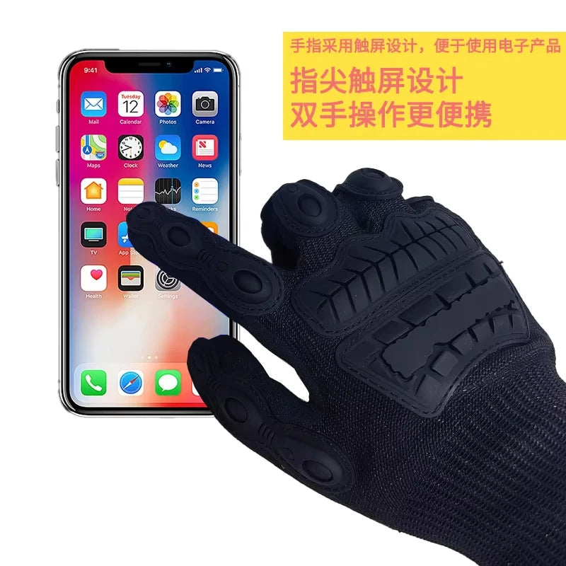 Tactical Anti-Cut Full Finger Gloves Level 5 Protection Touch Screen Combat Mittens Anti-Skid Hard Knuckle Impact Gear Men