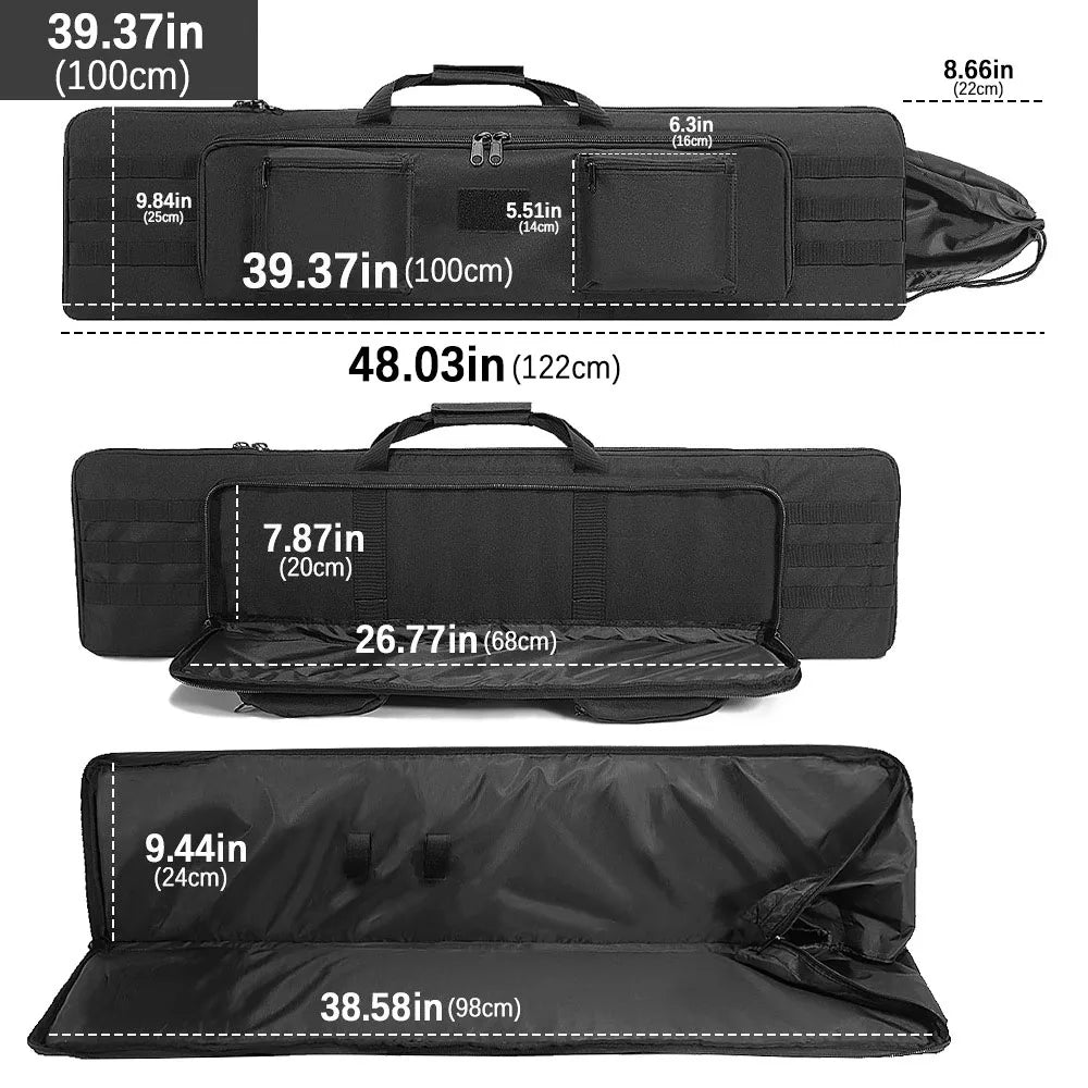 100/120cm Rifle Gun Bag Soft Rifle Case Shotgun Storage Bag Gun Carrier Pouch Outdoor Hunting Bag with Backpack Straps