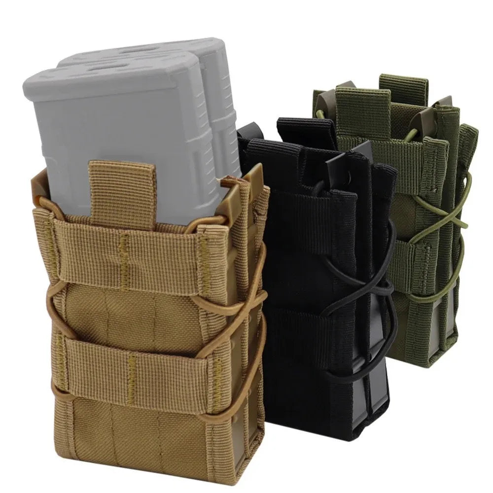 Tactical MOLLE Airsoft Airgun Double Mag Pouch for AR15/M4/16 5.56 Rifle&Pistol, Hunting Vest Accessory, Durable Magazine Holder