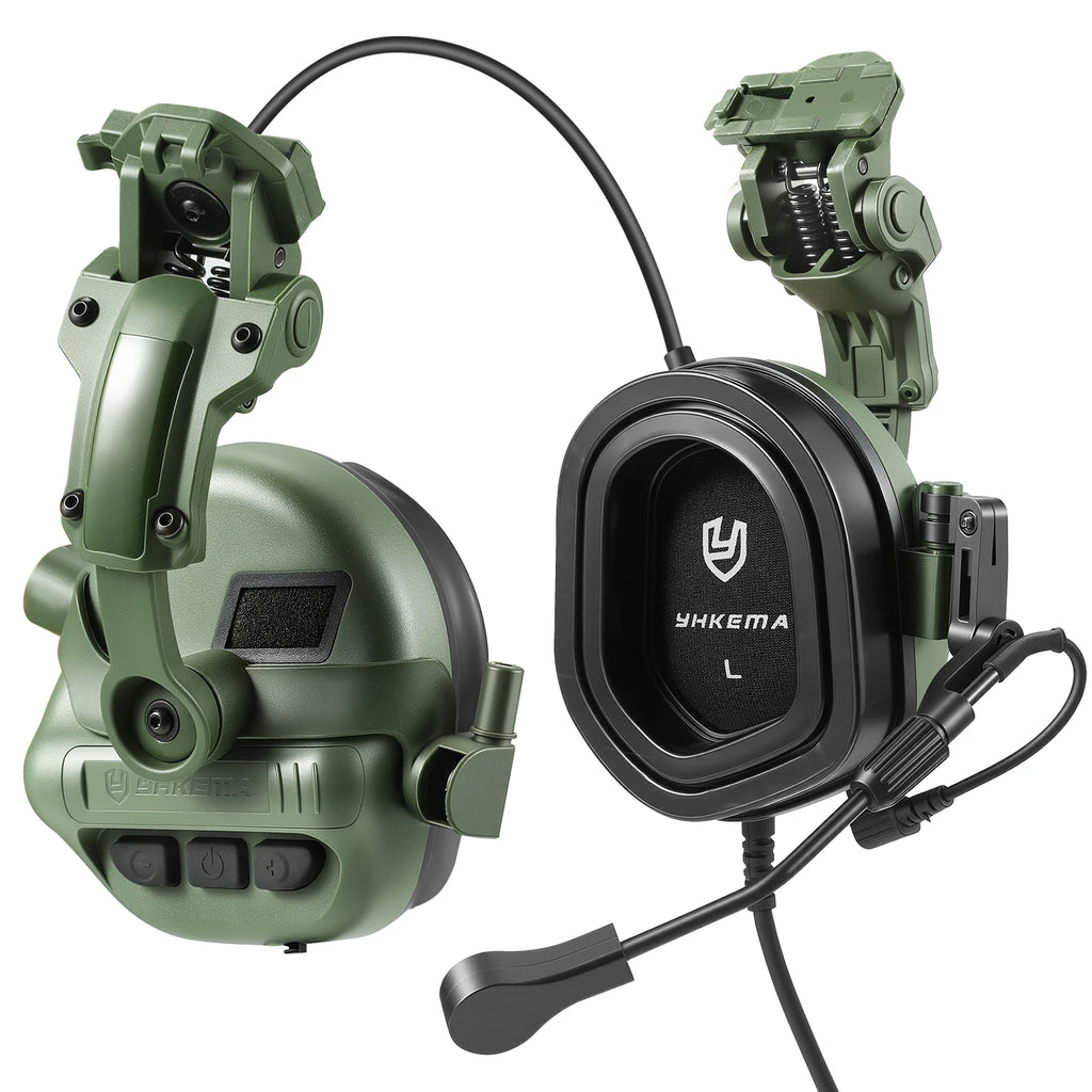 YHKEMA E90 Tactical Headphones Helmet Compatible PTT Active Noise Cancelling Earmuffs for Shooting Hearing Protection