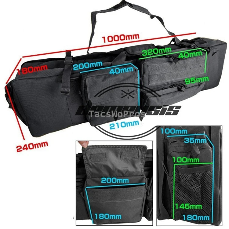 M249 Tactical Hunting Gun Bag Heavy Duty Gun Carry Bag Durable Nylon Paintball Airsoft Dual Rifle Case with Shoulder Strap