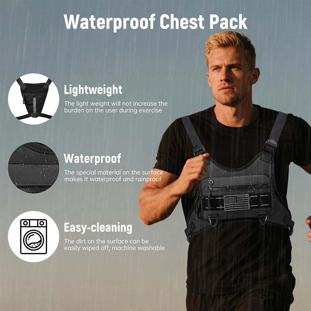 Tactical Running Vest Bag with Gun Holster Anti-Theft Chest Pack Outdoor Sports Running Vest Bag for Cycling Hiking Hunting