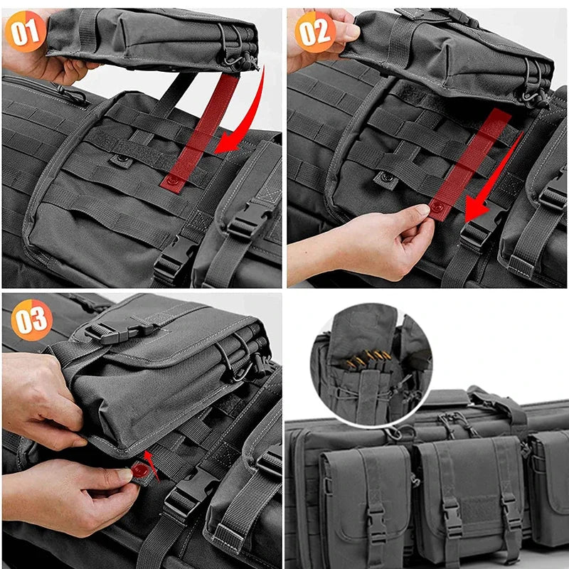 Double Ri-fle Case Zipper Lock Molle System Backpack Soft Padded G-un Range Bag for Hunting Accessories Fishing Rod Case
