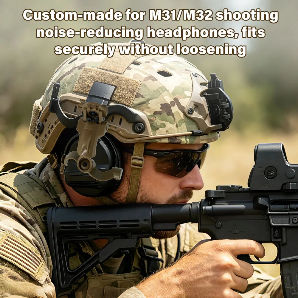 360 Degree Rotating Tactical Headphone Rail Mount for Earmor Headset on Team Wendy M-Lok, Ops-Core Rapid ACH Helmet Rail