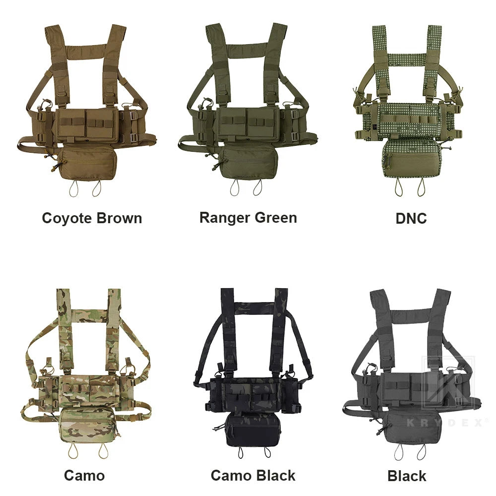 KRYDEX Tactical Micro MK3 MK4 Chest Rig Lightweight Vest with 5.56 7.62mm Mag Pouch Dangler Drop Pouch Paintball Outdoor Vest