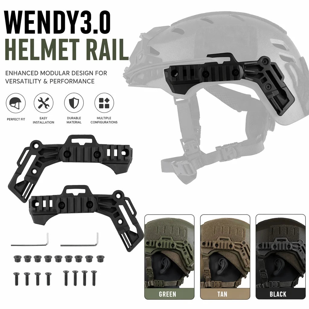 Tactical Helmet Side Rail Adapter for 3.0 Style Rails Airsoft Shooting Hunting Mount Accessory