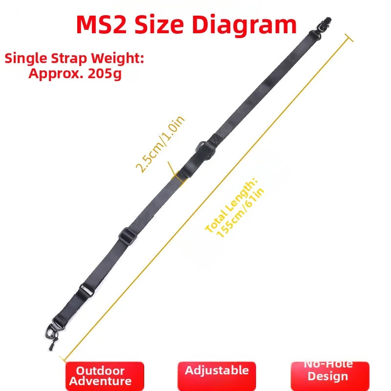 MS2 Tactical Adjustable Nylon Rifle Sling With Quick Release Clips Durable Gun Strap For Outdoor Hunting Shooting Sports Gear