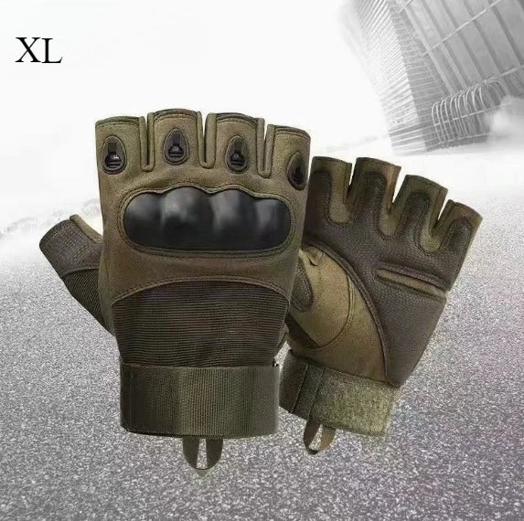 Hard Knuckle Fingerless Gloves - Outdoor Paintball Airsoft Hunting Combat Riding Hiking Half Finger Gloves
