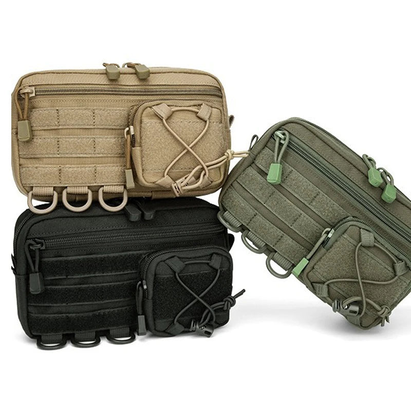Tactical Molle Horizontal Admin Pouch with Front Drawstring Pocket EMT Modular Pouch EDC Utility Organizer Bag Outdoor Waist Bag