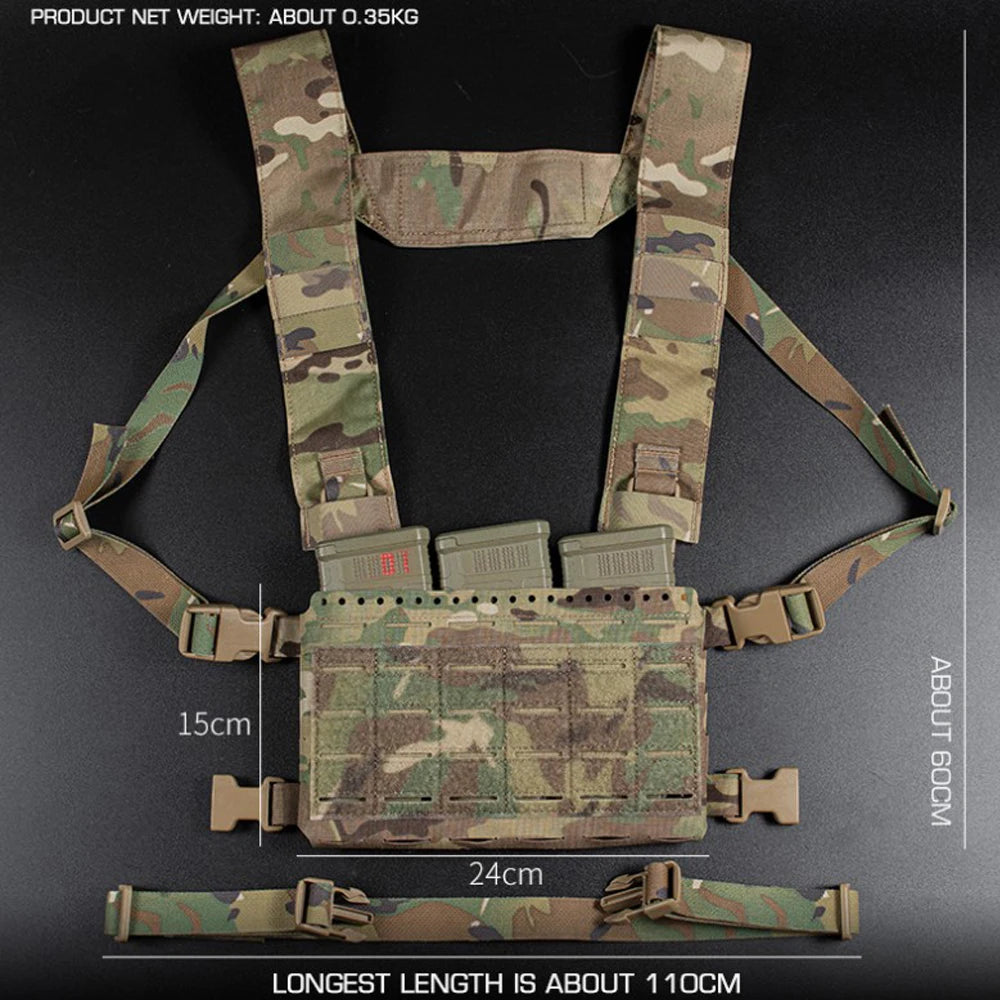 Tactical Modular Chest Rig MK5 Molle System Mag Pouch Front Flap Airsoft Hunting Lightweight Adjustable Gear