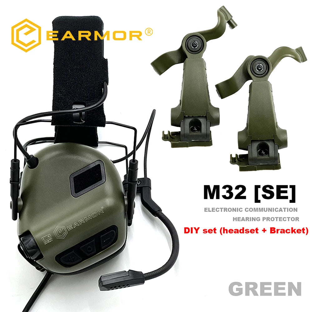 EARMOR Helmet Headphones M32 SE Shooting Earmuffs with M16A Helmet Adapter, Compatible with FAST Helmets Wendy M-LOK ARC Helmets