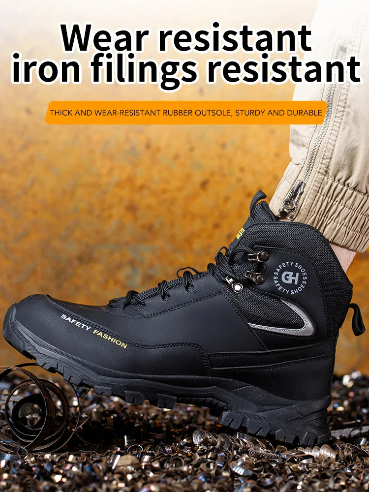 Men Work Safety Boots Waterproof Anti-smash Anti Puncture Work Shoes Indestructible Non-slip Protective Men Safety Shoes