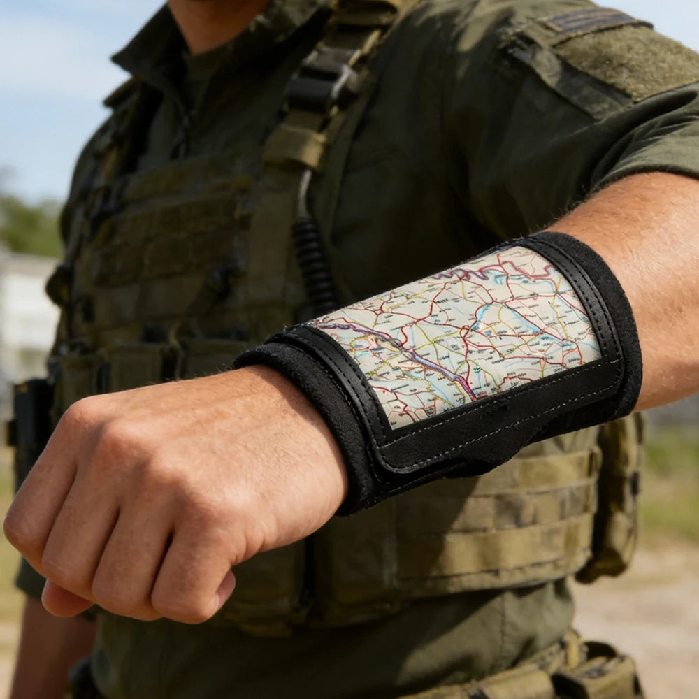 2Pcs Tactical Map Case Arm Sleeve Wristband Map Pouch Document Card Holder with Clear Window for Hunting Shooting Hiking