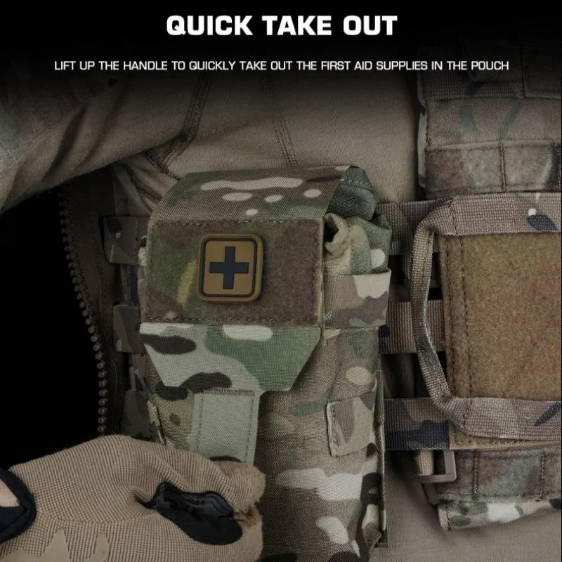 Compact Upright Emergency Organizer Quick-Access Bag with Handle Water-Resistant Molle Hunting Pack