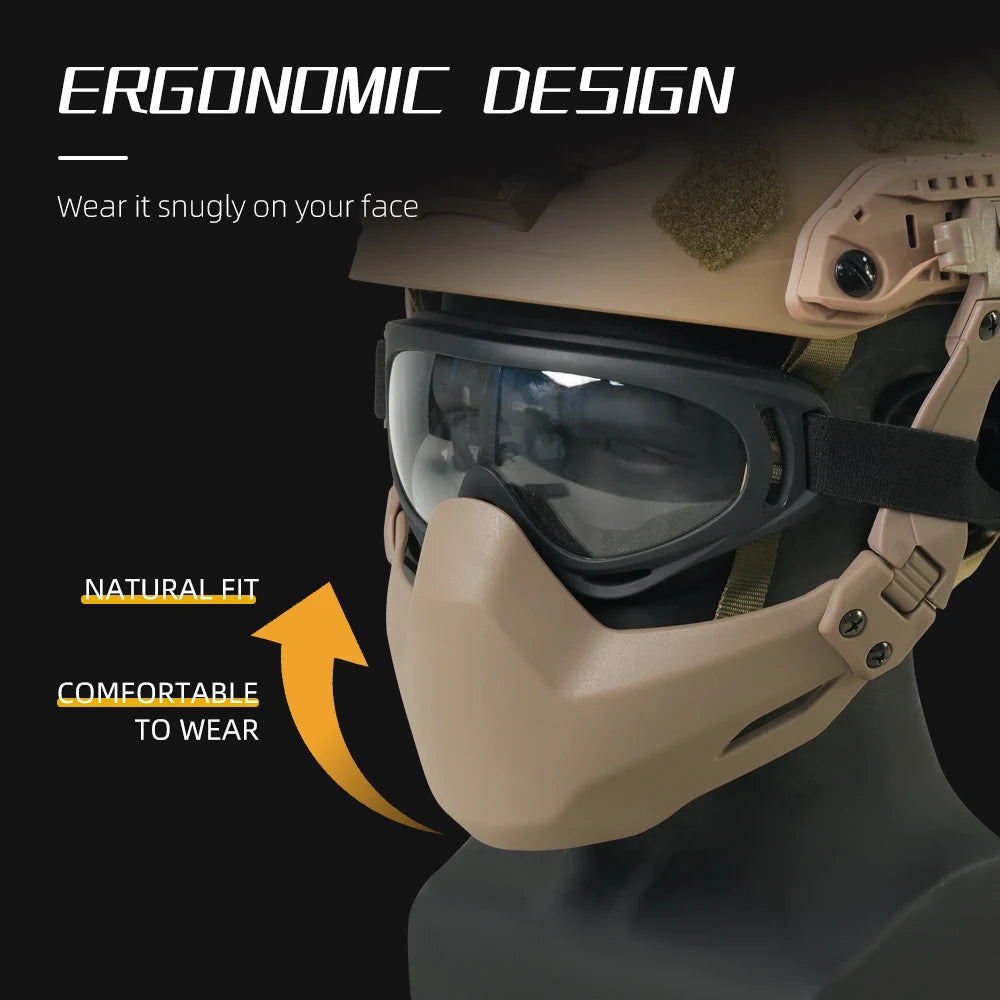 BOOIU Tactical Fast Helmet Half Mask Hunting Military Cs Game Live Paintball Shooting Helmet Mask Helmet Accessories Equipment