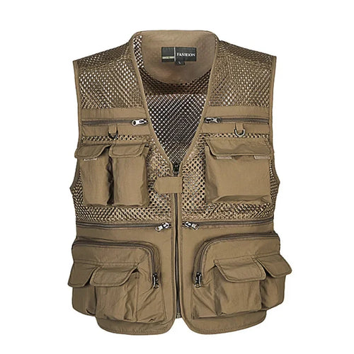 #Unloading Men's Vest Tactical Webbed Gear Coat Summer Photographer Waistcoat Tool Many Pocket Mesh Work Sleeveless Jacket Male