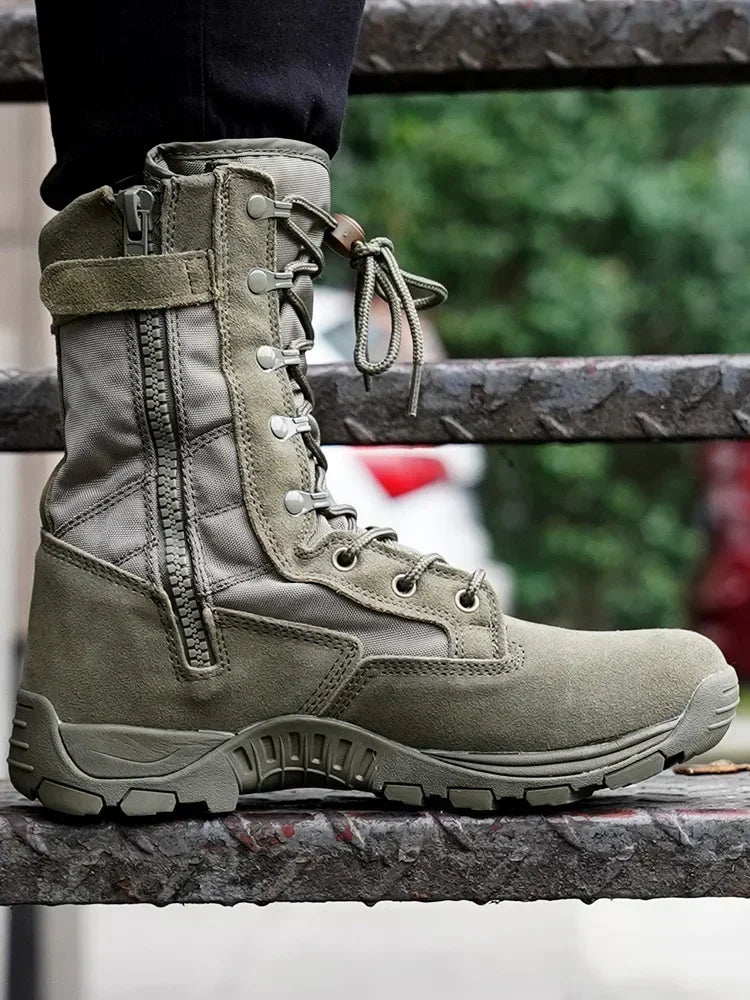 ZS High Top Hiking Boots Green Desert Boots Lightweight Training Shoes Outdoor Trekking Travel Camping Climbing Sports Sneakers