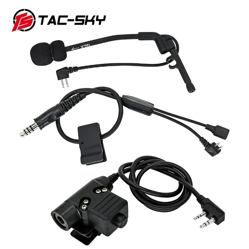 TAC-SKY outdoor hunting tactical headset Y cable set adapter Compatible with U94 PTT For Pelto PTT and COMTA microphone