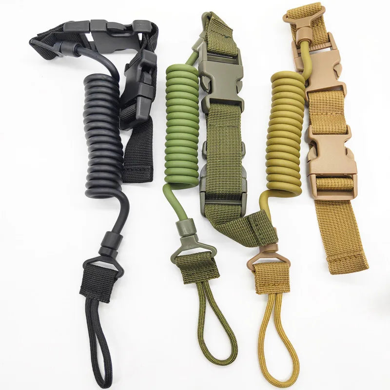Multi-purpose Spring Lanyard Outdoor Wear-Resistant Elastic Key Chain Safety Rope Anti Loss Military Tactical Lanyard