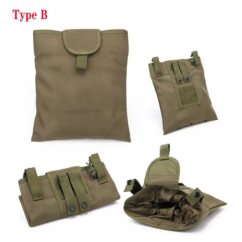 Tactical Molle Folding Magazine Dump Drop Pouch Utility Drawstring Recovery Mag Holster Ammo Bag Hunting Accessories Pouch