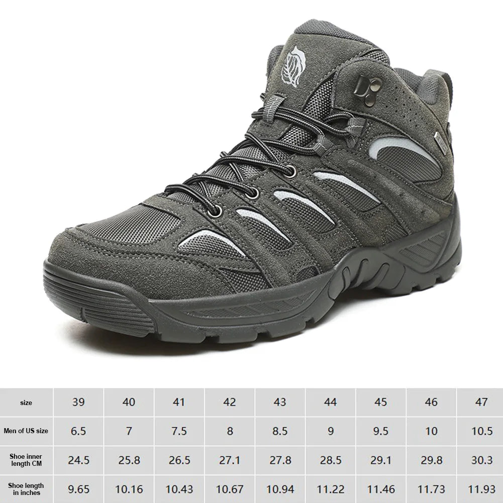 Men Hiking Boots Ankle High Shoes Non-Slip Walking Shoes Waterproof Mountaineering Shoes Outdoor Running Shoes