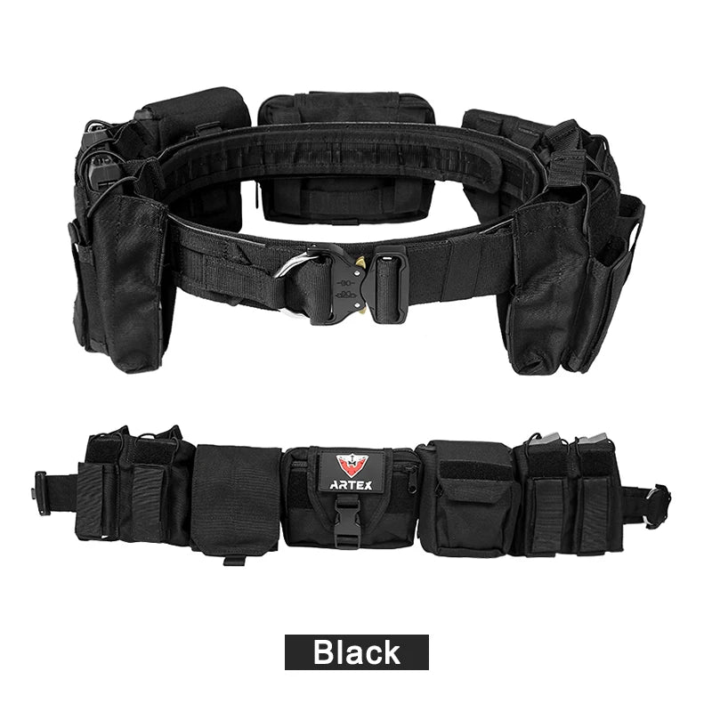 ARTEX Tactical Battle Belt 7 in 1 Airsoft Utility, Tactical Waist Belt 1000D Nylon Tactical Duty Belt with Mag Pouch Bag