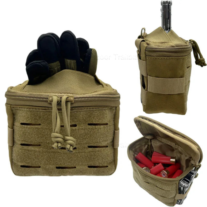 Tactical  Molle Pouch Utility Pouch Top Elastic Opening Multi-Purpose Waist Bag Outdoor Hunting Gloves  EDC Tool Bag Poop Bag