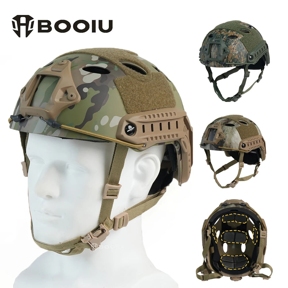 BOOIU Fast Tactical Helmets ABS Adjustable Knob Disguise CP Airsoft Helmet Outdoor Sports Hunting CS Military Protect Equipment