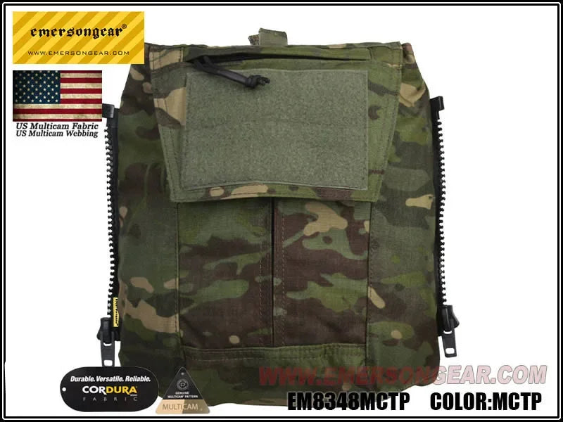 Emersongear Tactical Pouch Zip-ON Panel Plate Carrier Back Pack Shoulder Bag For AVS JPC 2.0 CPC Vest