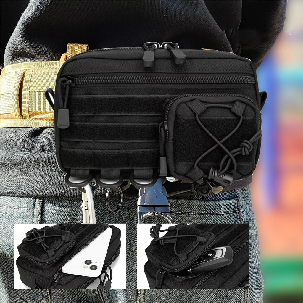 Tactical Molle Horizontal Admin Pouch with Front Drawstring Pocket EMT Pouch EDC Utility Orgaznier Bag