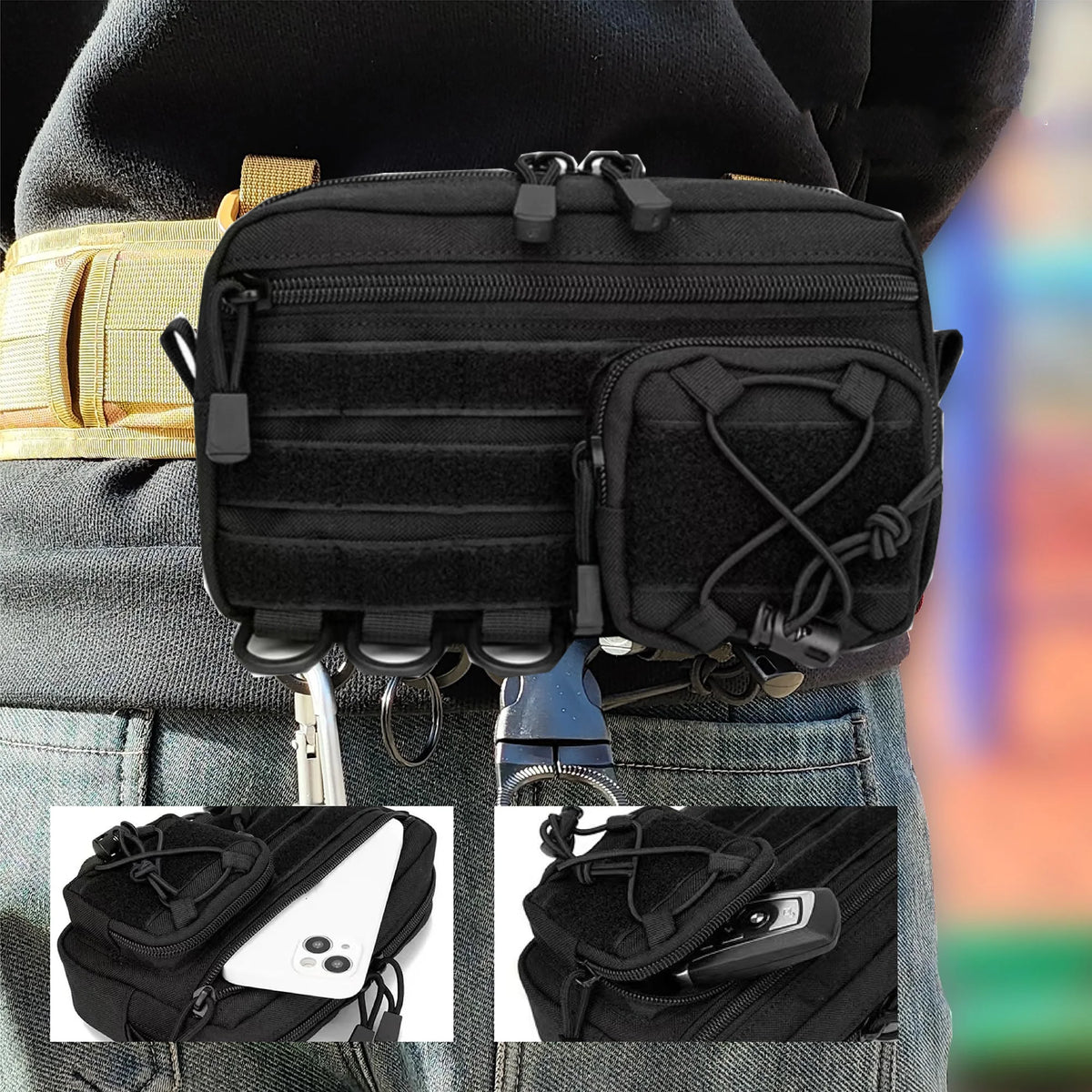 Tactical Molle Horizontal Admin Pouch with Front Drawstring Pocket EMT Pouch EDC Utility Orgaznier Bag