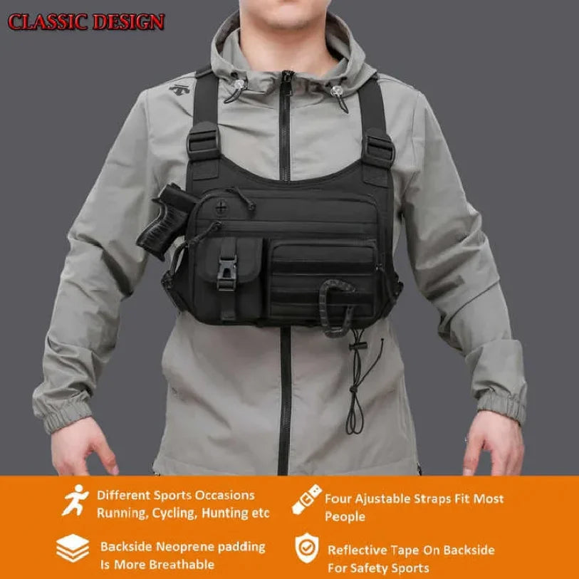 Tactical Chest Bag Men's Vest Edc Waterproof Anti-Theft Chest Pack Rig for Outdoor Cycling Bags Running Front Chest Pack
